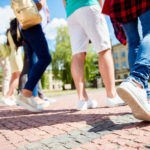 College Students going to class